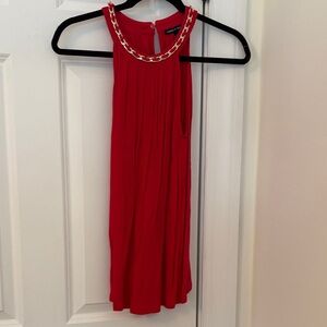 Red Sleeveless top with Gold Chain Detail
